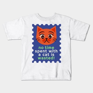 Cute Cat Mail Postal Stamp Kids T-Shirt